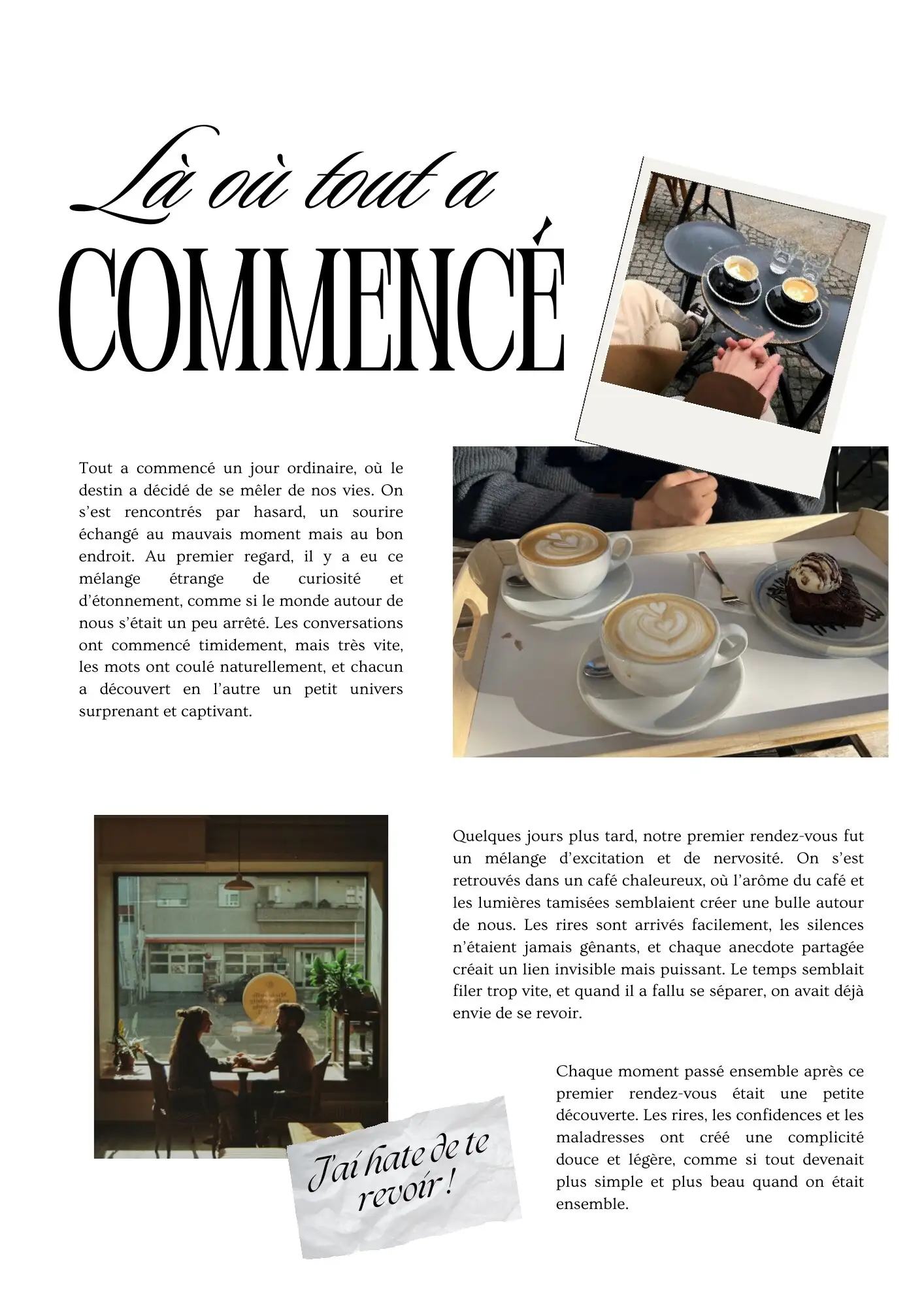 Page « Là où tout a commencé », le récit de la rencontre avec des photos