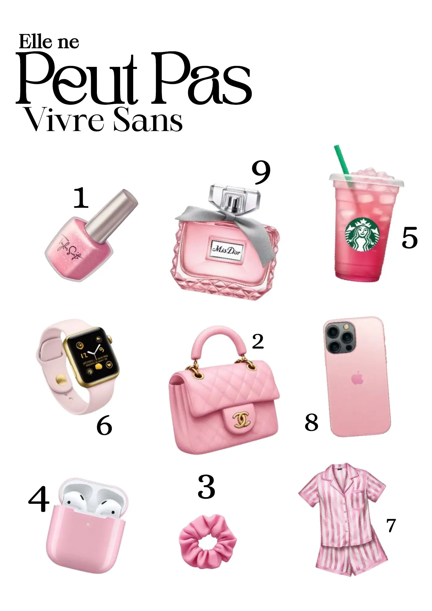 Page « Elle ne peut pas vivre sans », ses objets fétiches numérotés